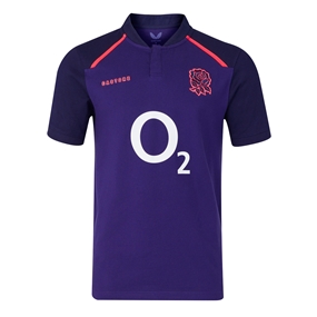 England Mens Away Classic Rugby Shirt 26/27 Maritime Blue - Front View