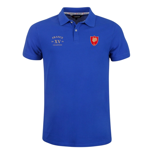 France Mens Champions 2026 Polo Shirt Royal Blue - Front