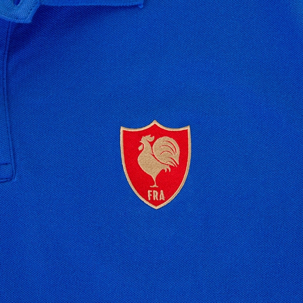 France Mens Champions 2026 Polo Shirt Royal Blue - Crest Close-up