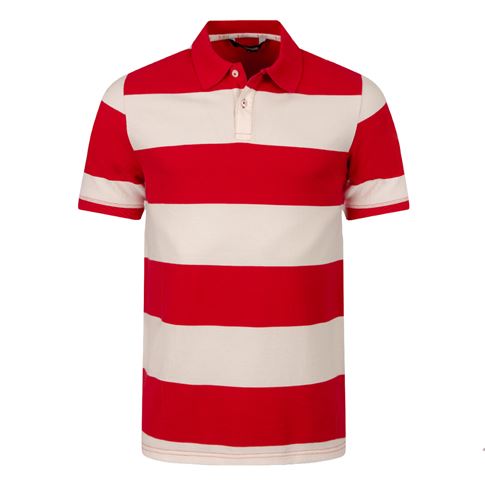 Rugby 1823 Adults Polo Shirt Red and White - Front View