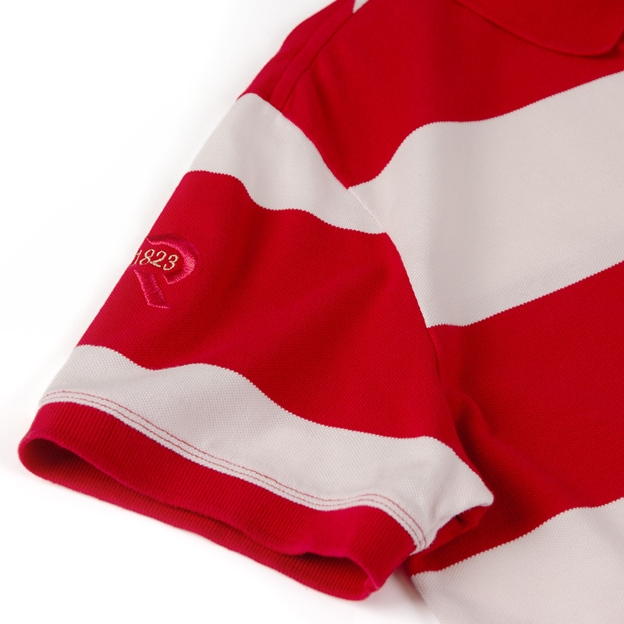 Rugby 1823 Adults Polo Shirt Red and White - Sleeve Close-up