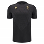 Wales Mens Poly Training Shirt - Black - Short Sleeve -2025 - Front 