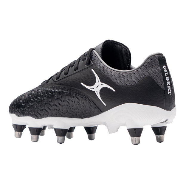 Gilbert Adults Icon Vapour 8 Stud Soft Ground Rugby Boots Black/Grey - Back View