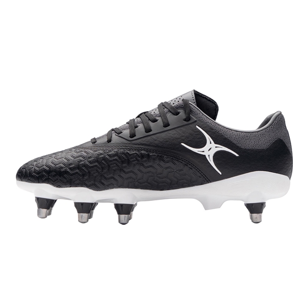 Gilbert Adults Icon Vapour 8 Stud Soft Ground Rugby Boots Black/Grey - Instep View