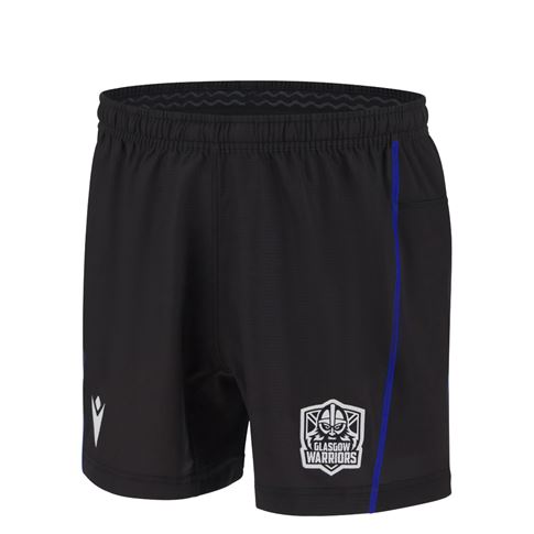 Glasgow Warriors Kids Home Rugby Shorts 25/26 Black - Front Glasgow Warriors Kids Home Rugby Shorts 25/26 Black - Front