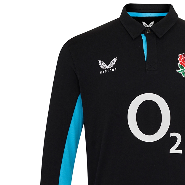 England Mens Away Classic Long Sleeve Rugby Shirt 25/26 Black - Castore
