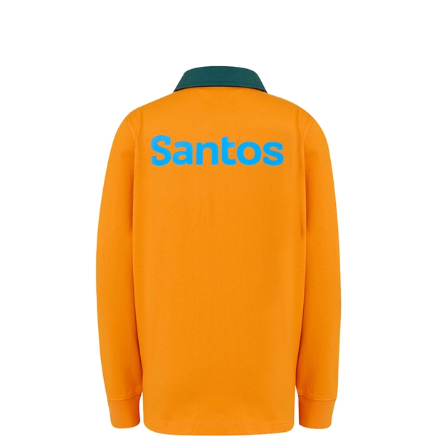 Australia Kids Home Classic Rugby Shirt 2026 Long Sleeve Gold - Back