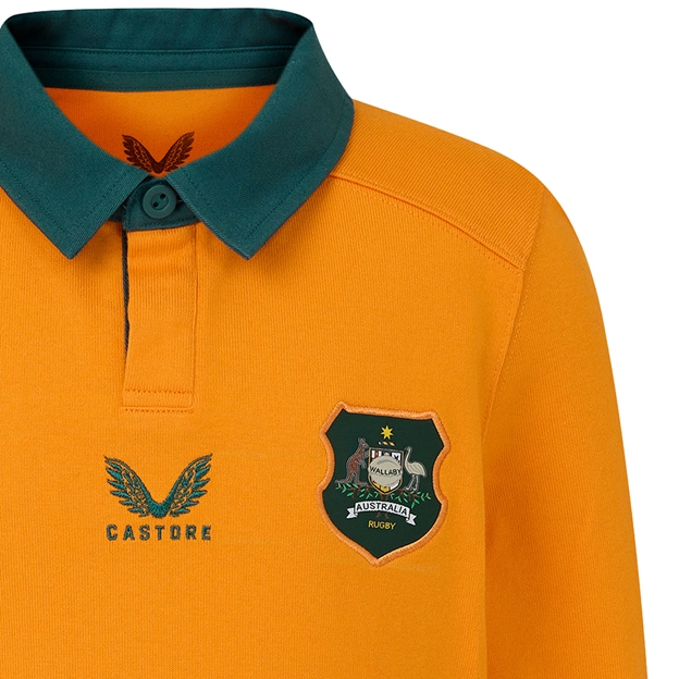 Australia Kids Home Classic Rugby Shirt 2026 Long Sleeve Gold - Crest