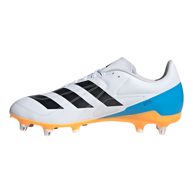 adidas Adults RS-15 Soft Ground Rugby Boots White - Instep View