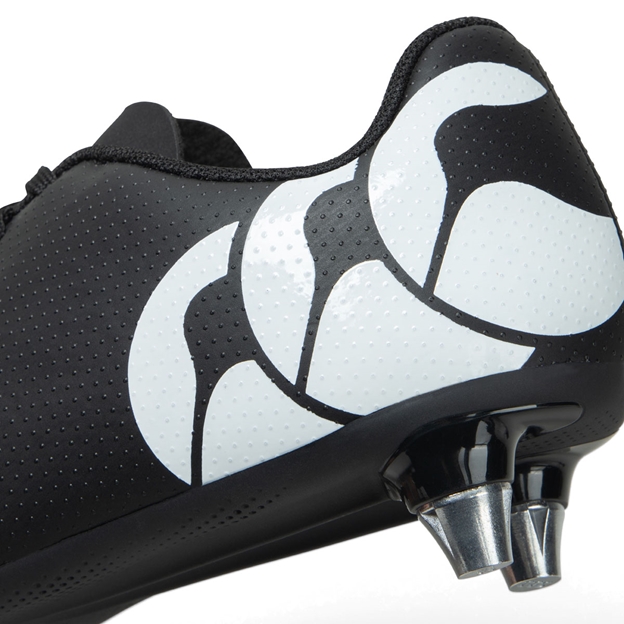 Canterbury Kids Speed Raze Soft Ground Rugby Boots Black/White - Heel