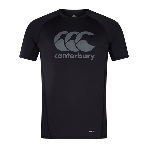 Canterbury Mens Logo Superlight T-Shirt Black/Grey - Front View