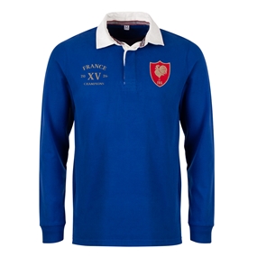 France Mens Champions 2026 Heavyweight Rugby Shirt Royal Blue - Front View