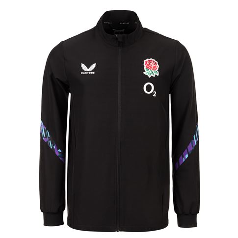 England Mens Alternate Anthem Jacket 25/26 Black - Front England Mens Alternate Anthem Jacket 25/26 Black - Front