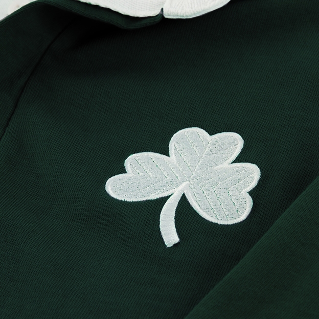 Ireland Mens Classic Rugby Shirt Long Sleeve Bottle Green - Shamrock