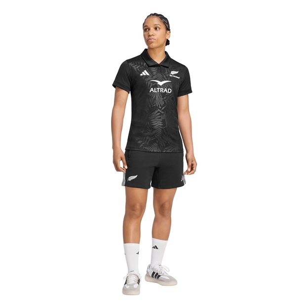 All Blacks Womens 'Greatest Rivalry' Home Rugby Shirt 26/27 All Black - Model Walking View
