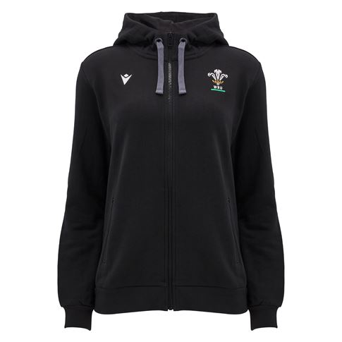 Wales Womens Travel Full Zip Hoodie - Black 2025 - Front Wales Womens Travel Full Zip Hoodie - Black 2025 - Front