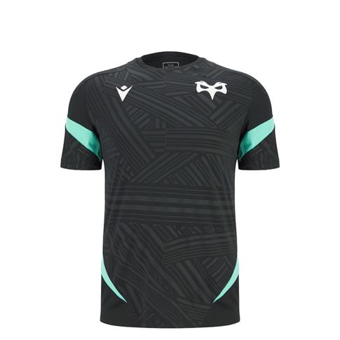 Ospreys Kids Training T-shirt 25/26 Black - Front Ospreys Kids Training T-shirt 25/26 Black - Front