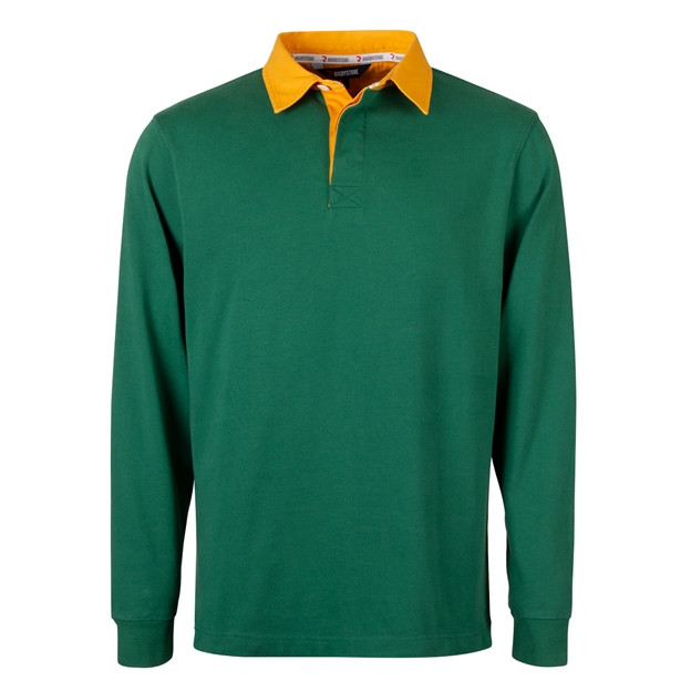 Rugby 1823 Mens Rugby Shirt Long Sleeve Bottle Green - Front View