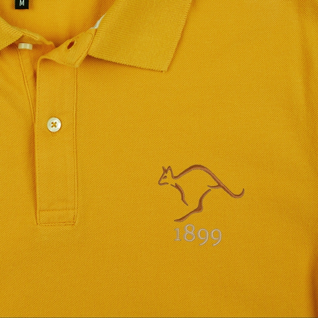 Australia 1899 Adults Classic Cotton Polo Shirt Gold - Badge Close-up