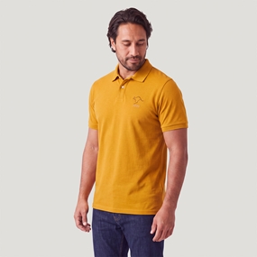 Australia 1899 Adults Classic Cotton Polo Shirt Gold - Model Front View