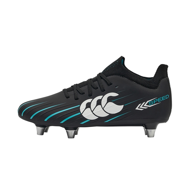 Canterbury Kids Speed Falcon 2.0 Pro Soft Ground Rugby Boots Jet Black - Outstep View