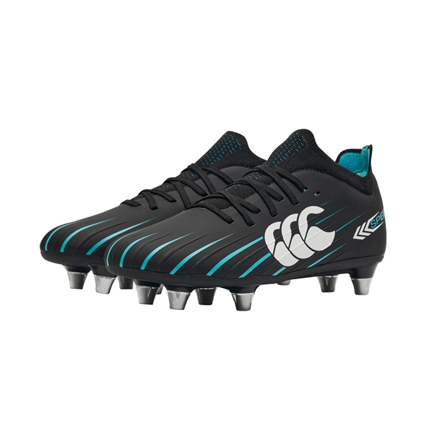 Canterbury Kids Speed Falcon 2.0 Pro Soft Ground Rugby Boots Jet Black - Pair Front View