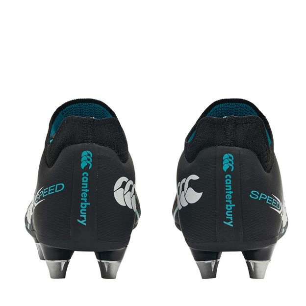 Canterbury Kids Speed Falcon 2.0 Pro Soft Ground Rugby Boots Jet Black - Pair Back View