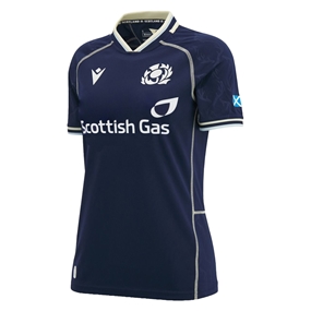 Scotland Womens W6N Home Rugby Shirt 26/27 Navy and Sand - Front View