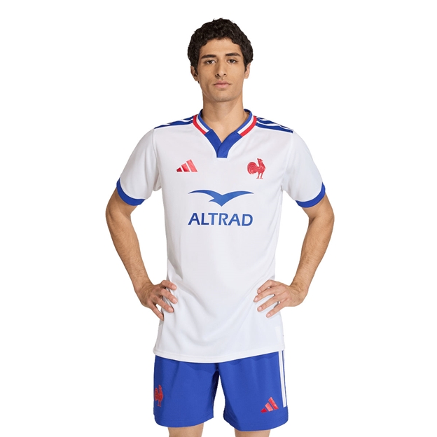 France Mens Away Rugby Shirt White 25/26 - Model Front View