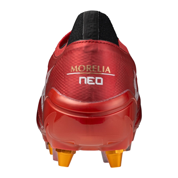Mizuno Adults Morelia Neo IV Β Elite Mix Rugby Boots Red/White/Black - Heel