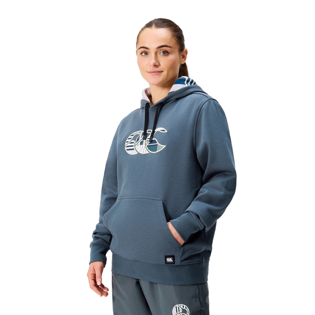 Canterbury Womens Uglies Hoodie Dark Slate Blue - Model Side View