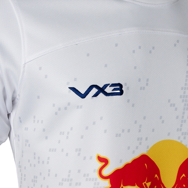 Newcastle Red Bulls Adults Away Rugby Shirt 26/27 White - VX3 Logo Close-up