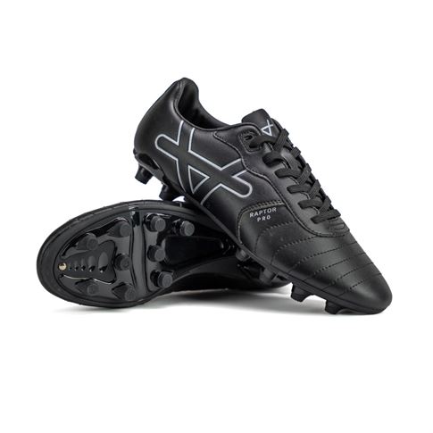 Oxen Kids Raptor Pro firm Ground Rugby Boots-Black/Silver - Side Oxen Kids Raptor Pro firm Ground Rugby Boots-Black/Silver - Side