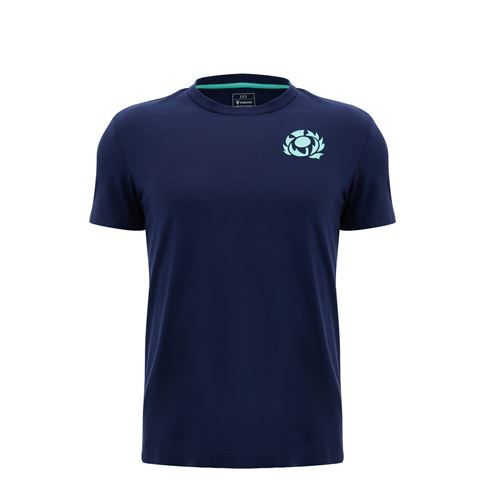 Scotland Kids Leisure Cotton T-Shirt 26/27 Navy and Green - Front View