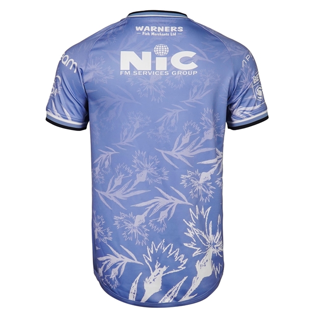 Leeds Rhinos Mens MND Rugby Shirt 2026 Frosted Blue Navy and White - Back View