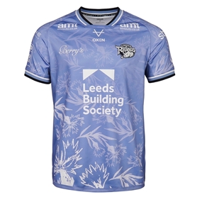 Leeds Rhinos Mens MND Rugby Shirt 2026 Frosted Blue Navy and White - Front View