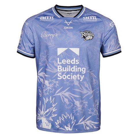 Leeds Rhinos Mens MND Rugby Shirt 2026 Frosted Blue Navy and White - Front View