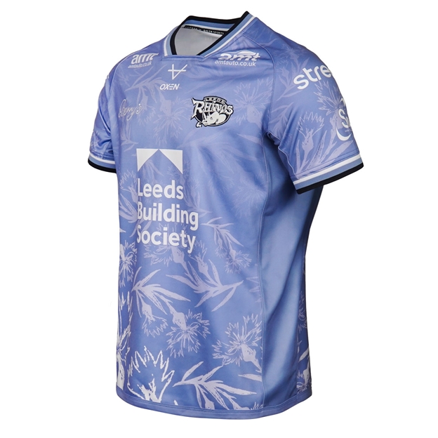 Leeds Rhinos Mens MND Rugby Shirt 2026 Frosted Blue Navy and White - Side View