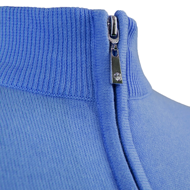 Scotland Womens Glenmuir Zip Neck Cotton Sweater Tahiti - Zipper