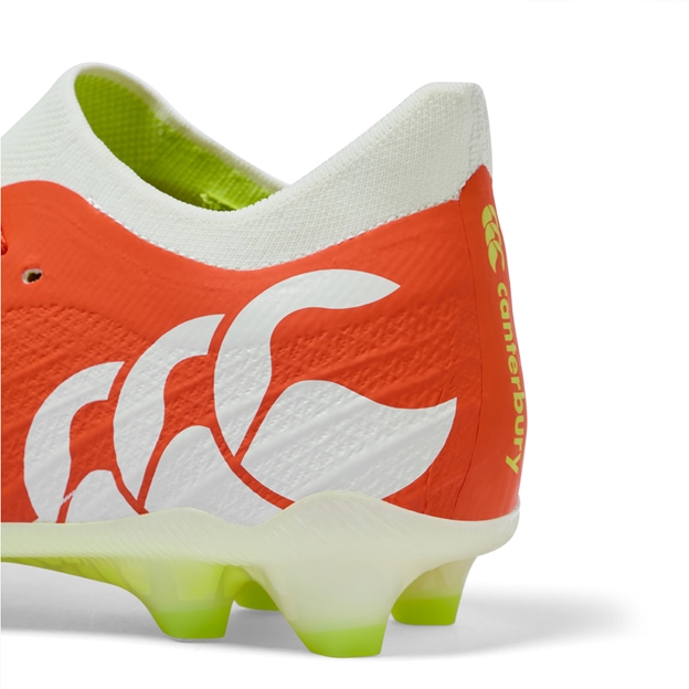 Canterbury Adults Speed Falcon Elite Firm Ground Rugby Boots Orange - Heel View