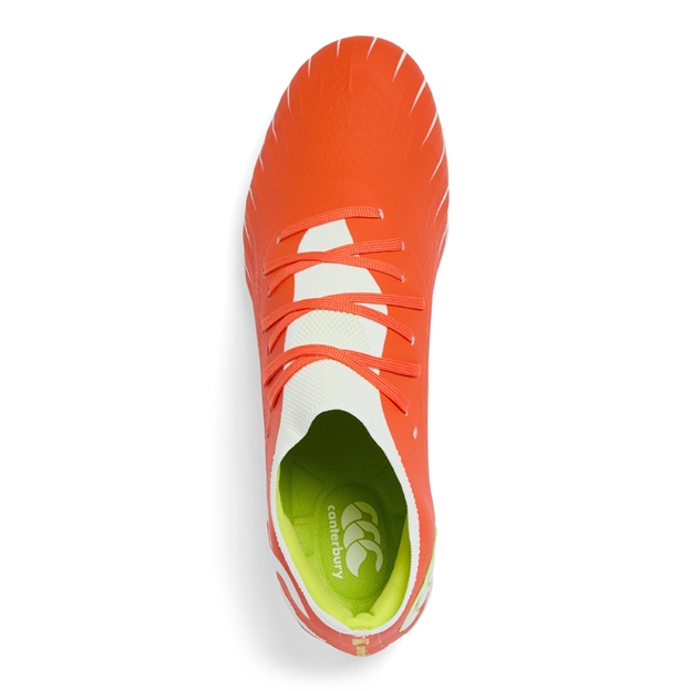 Canterbury Adults Speed Falcon Elite Firm Ground Rugby Boots Orange - Top view