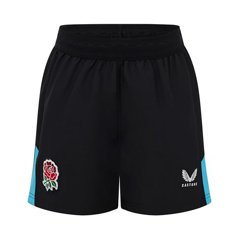 England Kids Away Rugby Shorts 25/26 Black - Front England Kids Away Rugby Shorts 25/26 Black - Front