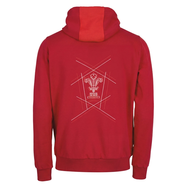 Wales Mens Fanwear Hoodie 26/27 Red - Back View