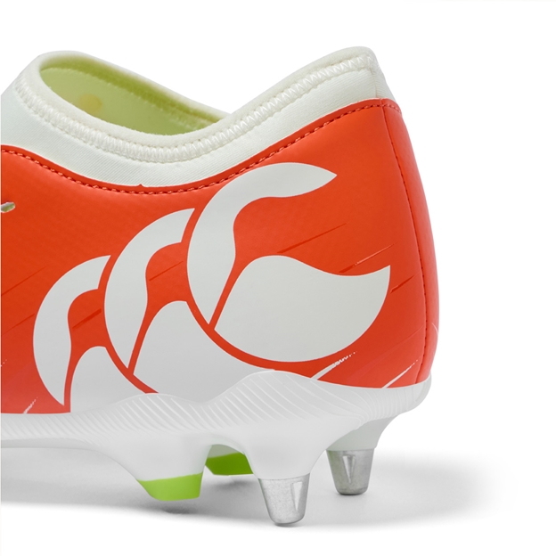 Canterbury Adults Speed Falcon Team Soft Ground Rugby Boots Orange - Heel