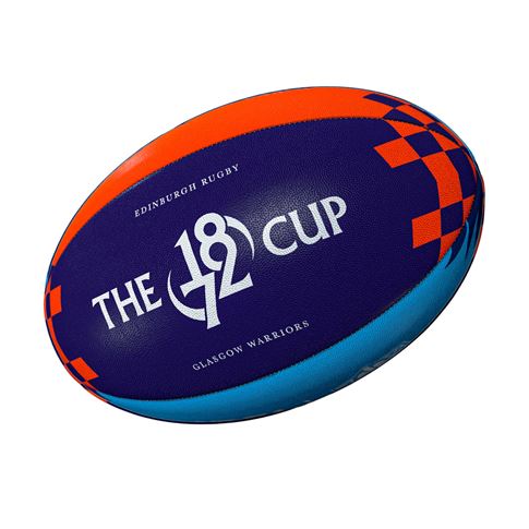 Gilbert Edinburgh Vs Glasgow 1872 Cup Rugby Balls Orange & Blue - Front