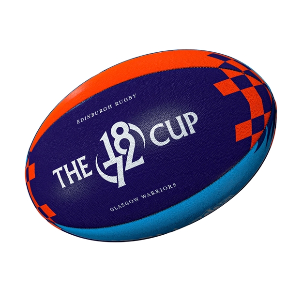 Gilbert Edinburgh Vs Glasgow 1872 Cup Rugby Balls Orange & Blue - Front