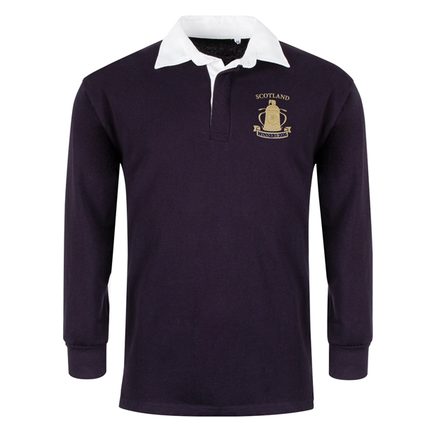 Scotland Mens Cup Winners 2026 Classic Rugby Shirt Navy - Front