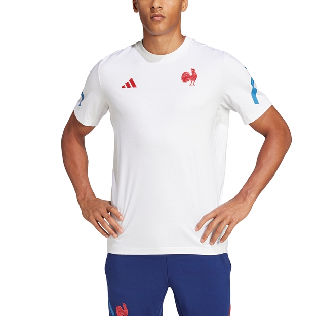 France adidas Mens Travel T-Shirt - White 2024 - Model Front