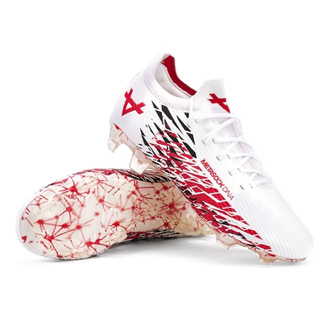 Oxen Adults Metasock Firm Ground Rugby Boots-White/Red