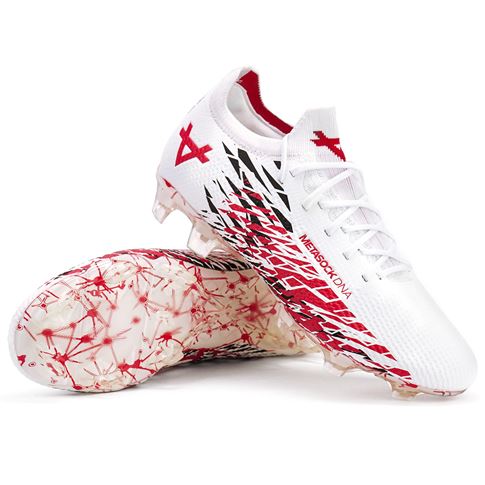 Oxen Adults Metasock Firm Ground Rugby Boots-White/Red Oxen Adults Metasock Firm Ground Rugby Boots-White/Red
